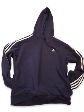 Adidas Essentials 3‑Stripes Navy Hoodie Size L